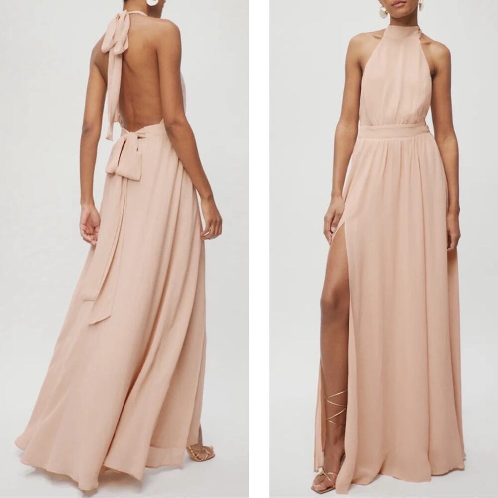 REFORMATION Andee Halter Neck Open Back Maxi Dress Size 10